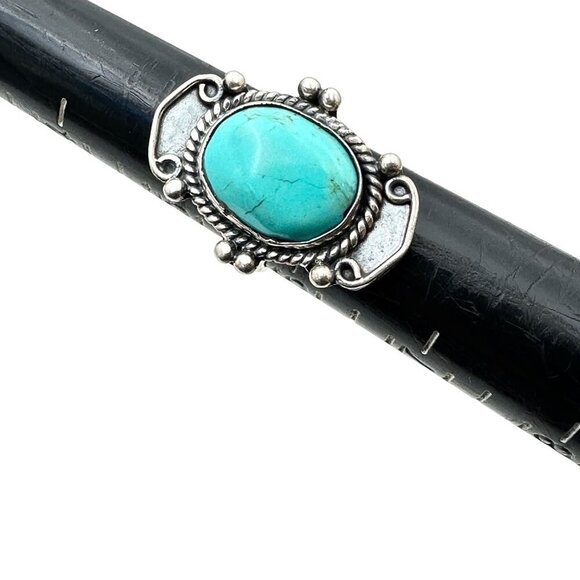 Native American Womens Ring Sterling Silver Blue Turquoise Size 5 - Picture 6 of 6